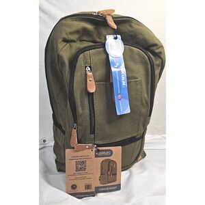 NWT RMS Canvas Sport Backpack Olive Green‎ Laptop Sleeve Hiking Bag